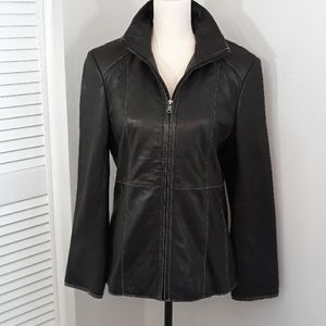 Marc NY Leather Moto Jacket Sz M